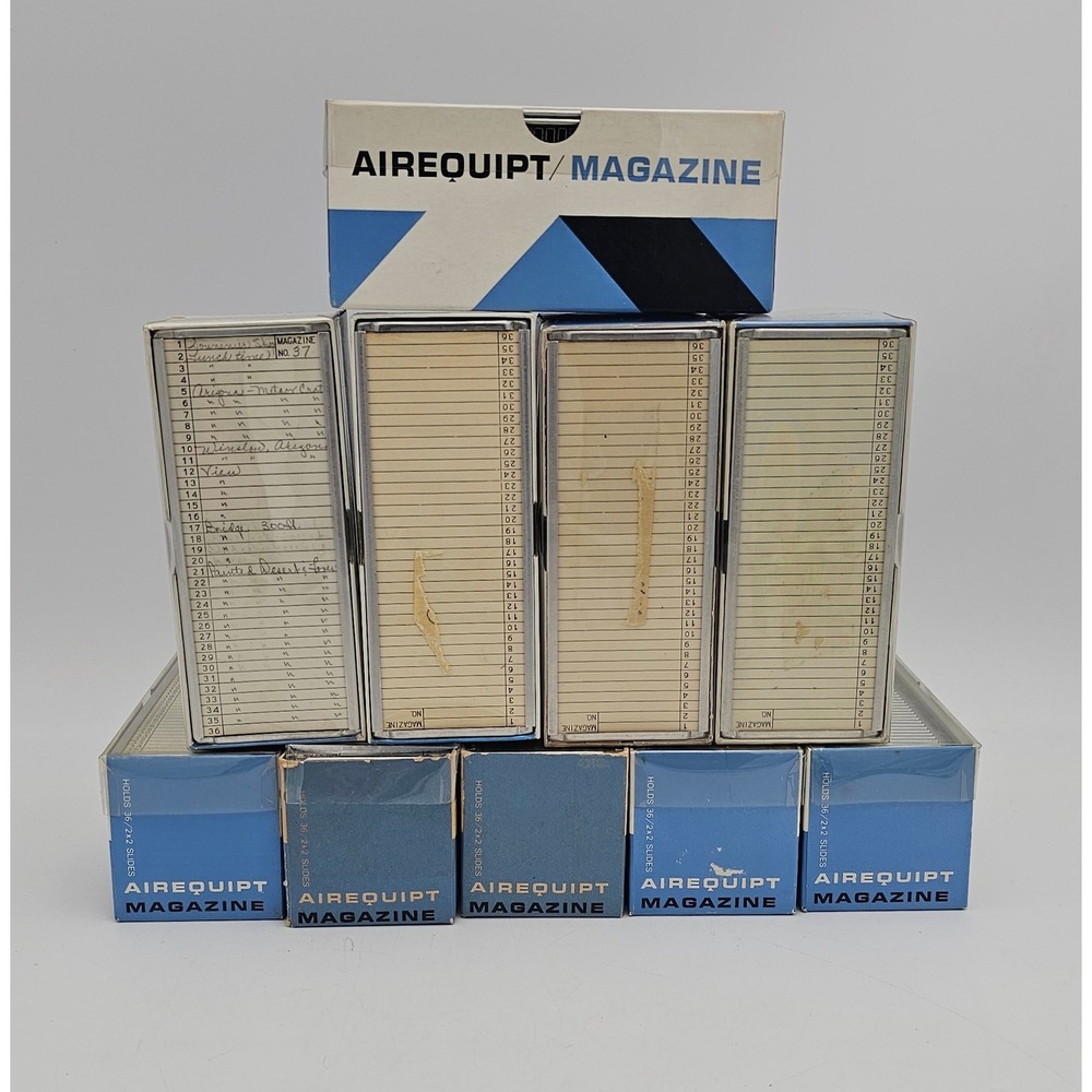 Lot of 10 Vintage Airequipt Slide Magazines for 2x2 Slides Automatic Changer